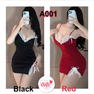 Vivi Sexy Lingerie Plus Size Open Crotch Satin Design Sleepwear Dress Lingerie Malaysia